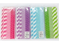Słomki papierowe (zestaw 25 szt) mix wzorów i kolorów