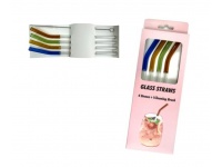 Słomki szklane KOLOROWE - zestaw 4 szt + czyścik