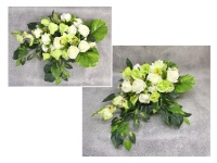 Stroik zalewany BIAŁO-LIMONKOWY róże, eustoma, malwa wyciągnięty w jedną stronę misa złota (ok. 70x50x23 cm ) ok. 5,3 kg 