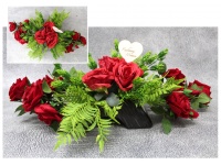 Stroik zalewany KOCHANEJ MAMIE RÓŻE czerwone WELUR misa czarna GARBI (ok. 55x30x22 cm) ok. 1,3 kg 