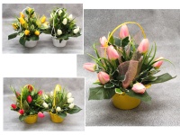 Stroik zalewany KOSZYK plastikowy 11 tulipanów (ok.45x40x38 cm) ok. 2 kg