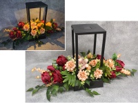 Stroik zalewany KWIATY MIESZANE róże BORDO, POMARAŃCZ LATARNIA SOLARNA DUŻA (ok. 48x20x20 cm 100x40x21 cm) 3.95 kg 