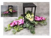 Stroik zalewany LATARNIA DUŻA SOLAR róża, lilia, dalia bluszcz MIX KOLOR (40x20x20 cm + 95 cm) ok. 3,9 kg