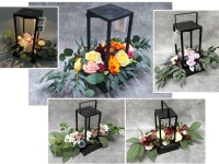 Stroik zalewany LATARNIA MAŁA solar + kwiaty MIX (37x15x15 cm) 