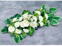 Stroik zalewany misa KWADRATOWA PIWONIA, HORTENSJA z bocznym bukietem DALIA (ok.85x50x30 cm) ok. 2,6 kg BIAŁY