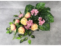 Stroik zalewany misa RÓŻE brzoskwiniowe + HORTENSJE różowe (ok. 55x45x22 cm ) ok. 1,8 kg 