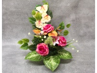 Stroik zalewany misa RÓŻE, LILIE, ANTURIUM ciemny róż + kremowy storczyk (ok. 45x45x53 cm ) ok. 1,9kg