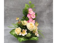 Stroik zalewany misa RÓŻE, LILIE, ANTURIUM kremowy + różowy storczyk (ok. 45x45x53 cm ) ok. 1,9kg