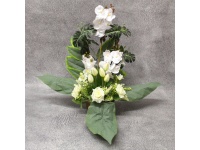 Stroik zalewany misa WIOSENNY tulipany, różyczki, storczyki BIAŁY (ok. 60x50x45 cm) ok. 1,9 kg 