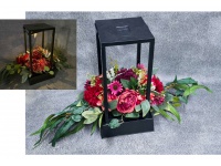 Stroik zalewany podłużny KWIATY MIX borodowy + LATARNIA DUŻA solar (48x20x20 cm + 95 cm)