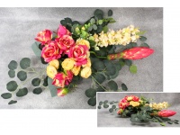 Stroik zalewany RÓŻE + KARCZOCH koralowe misa kwadrat (ok. 75x50x23 cm) ok. 2 kg 