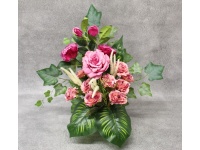 Stroik zalewany RÓŻOWY róże, dalia, kłosy wazon (ok. 55x35x55  cm ) ok. 1,4 kg