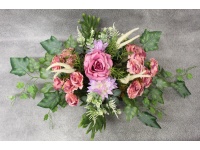 Stroik zalewany RÓŻOWY róże, dalia, kłosy misa kwadrat (ok. 85x60x25 cm ) ok. 2 kg 