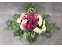 Stroik zalewany ŚMIETANOWO-BORDOWY róże, dalia misa kwadrat (ok. 85x60x25 cm ) ok. 2 kg 