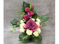 Stroik zalewany ŚMIETANOWO-BORDOWY róże, dalia wazon (ok. 55x30x55  cm ) ok. 1,4 kg 