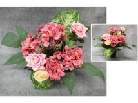 Stroik zalewany WAZON HORTENSJE, RÓŻE, CZOSNEK różowy (ok. 40x40x40 cm) ok. 1,4 kg 