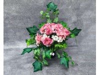 Stroik zalewany WAZON róże CIEMNY RÓŻ + drobne kwiatki i liście klonu (ok. 55x50x40 cm) ok. 1,5 kg 