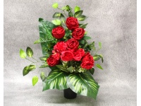 Stroik zalewany RÓŻE czerwone + HORTENSJE czerwone  wazon (ok. 58x45x25 cm ) ok. 1,4 kg 