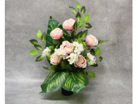 Stroik zalewany wazon RÓŻE jasny fiolet + HORTENSJE białe (ok. 58x45x25 cm ) ok. 1,4 kg 