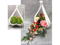 Stroik zalewany XL różowo-brzoskwiniowy z hortensją i różą w RATTANIE (ok. 40x60x60 cm ) ok. 2,6 kg 