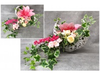 Stroik zalewany XL RÓŻOWY KWIAT PIANKOWY + zwis OSŁONKA RATTAN (ok. 65x65x45 cm ) ok. 5,5 kg 