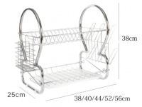 Suszarka do naczyń METALOWA 2-poziomowa 44x38x25 cm SREBRNA