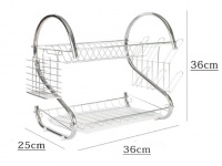 Suszarka do naczyń METALOWA 2-poziomowa 36x36x25 cm SREBRNA