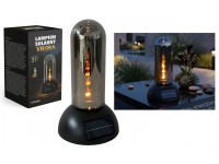 Świeca, lampion SOLARNY VELORA szklana tuba, plastikowa CZARNA podstawa 28x16x16 cm