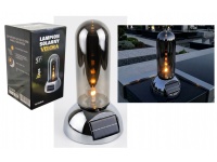 Świeca, lampion SOLARNY VELORA szklana tuba, plastikowa SREBRNA podstawa 28x16x16 cm