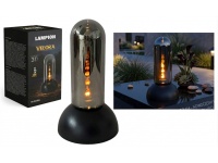 Świeca, lampion VELORA szklana tuba, plastikowa CZARNA podstawa 28x16x16 cm
