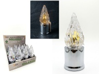 Świeca, lampka wieloledowa UNUS SREBRNA 15x6 cm solarna - światło białe ciepłe