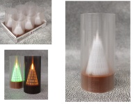 Świeca, lampka wieloledowa STOŻEK 15x7 cm w transparentnej obudowie (146)