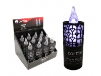 Świeca LED AŻUR czarny z bateriami 15x5 cm światło zimne białe - 1 szt
