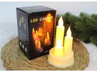 Świeca LED na baterie POTRÓJNA KREMOWA 14x8,5 cm