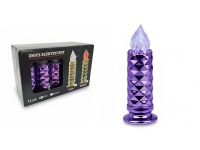 Świeca LED STELLA lustro FIOLETOWA tłoczony wzór, transparentny płomień 16,5x5 cm - 1 szt