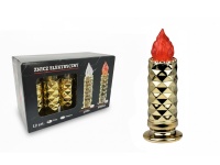 Świeca LED STELLA lustro ZŁOTA tłoczony wzór, czerwony płomień 16,5x5 cm - 1 szt