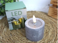 Świeca LED ze skaczącym płomieniem SZARA ala cementowa 7x6 cm