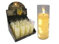 Świeca LED ze skaczącym płomieniem w transparentnej obudowie Z LAMPKAMI LED BIAŁA 12,5x5 cm - 1 szt