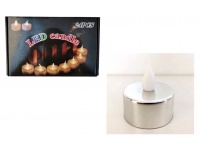 Świeczka, podgrzewacz LED na baterie ze stałym płomieniem światło ciepłe 4x3,6 cm SREBRNY - 1 szt