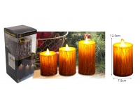 Świeca, świeczka LED pień drzewa ruchomy płomień 12,5x7,5 cm