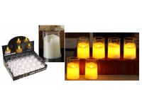 Świeca, świeczka LED w transparentnej obudowie kremowa falowana 6x4 cm