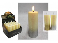Świeca, świeczka LED ze skaczącym płomieniem obsypana brokatem światło ciepłe 11x5 cm KOŚĆ SŁONIOWA