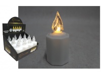 Świeca, świeczka, wkład LED ze skaczącym płomieniem światło CIEPŁE 6,5x12 cm BIAŁY