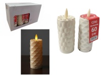 Świeca, znicz elektryczny PRIMA z tłoczonym wzorem 14x5 cm KOŚĆ SŁONIOWA - 1 szt