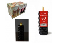 Świeca, znicz elektryczny PRIMA z tłoczonym wzorem 14x5 cm CZARNY - 1 szt