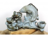 Świecznik ceramiczny RYBA 38x26x19 cm NIEBIESKI
