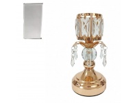 Świecznik metalowy złoty z kryształkami KIELICH NA NÓŻCE 23x11,5 cm