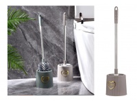 Szczotka do WC plastikowa z metalowym trzonkiem LOVE prążkowana 51,5x12,5 cm - BRĄZOWA