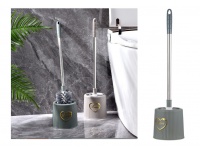 Szczotka do WC plastikowa z metalowym trzonkiem LOVE prążkowana 51,5x12,5 cm - OLIWKOWA