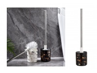 Szczotka do WC plastikowa z metalowym trzonkiem MARMURKOWA 43x9 cm - CZARNO ZŁOTA